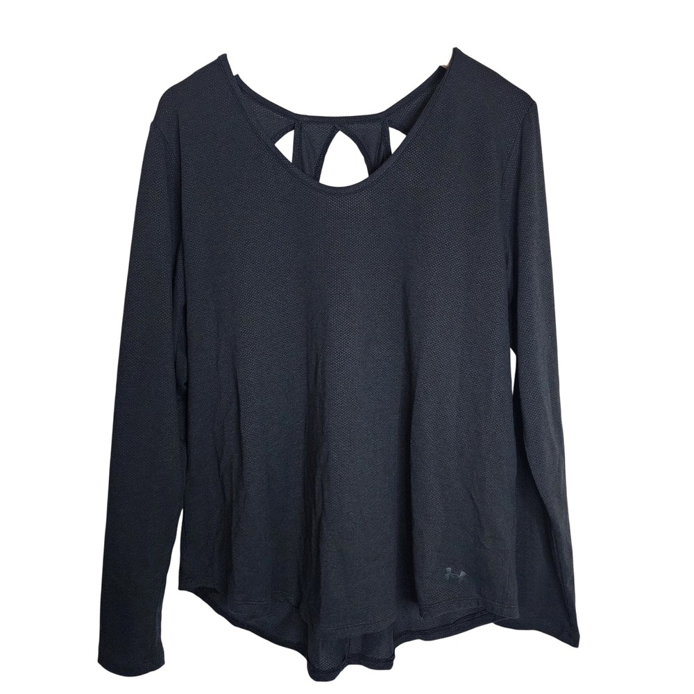 Under Armour Shirt Women's Large Loose Long Sleeve Open Back‎ Charcoal Grey
